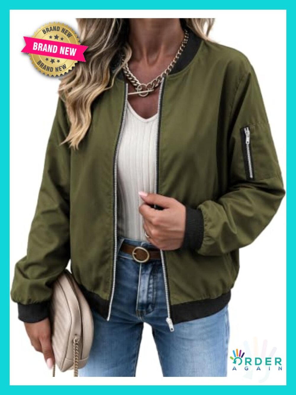 Women's Lightweight Quilted Bomber Jacket Zip Up Casual Coat with Pockets